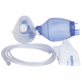 Balon resuscitare PVC copii, tub oxigen 200cm, masca oxigen nr.2, capacitate rezervor 600ml, unica folosinta